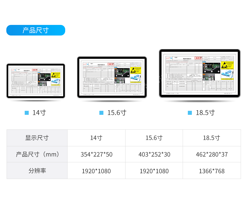 讯鹏科技无纸化作业指导书——产品尺寸介绍