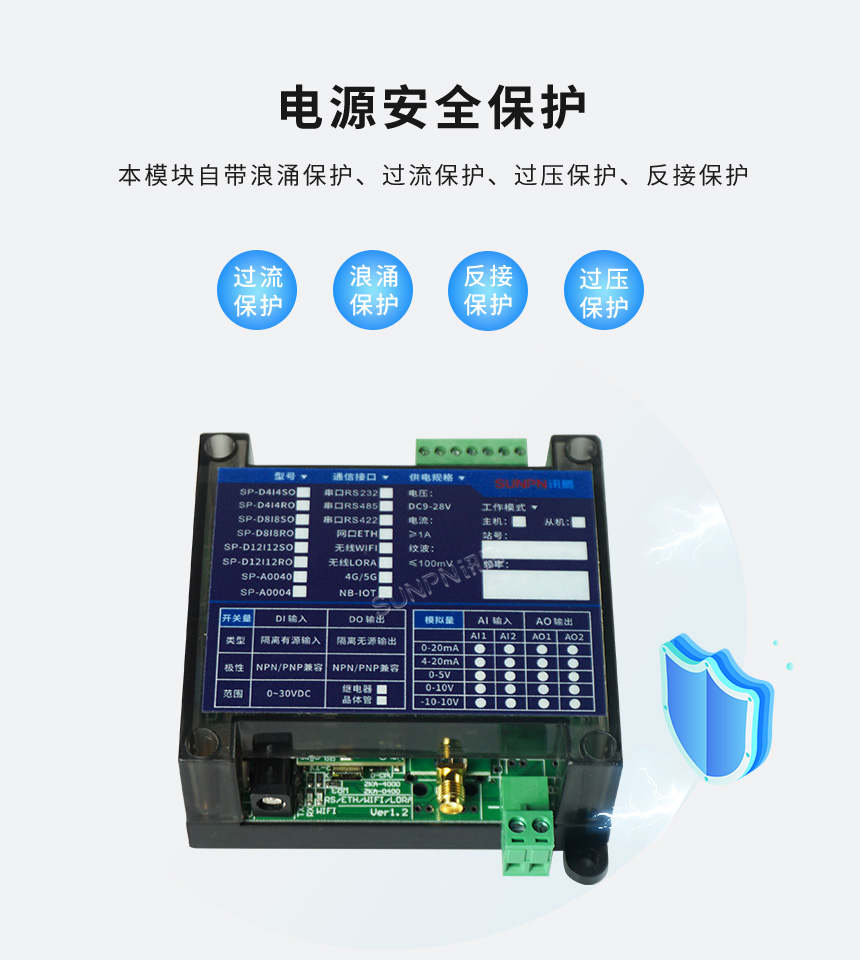 工业IO采集串口-电源安全保护