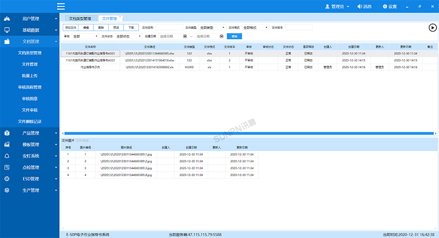 ESOP系统管理端软件文件查询界面