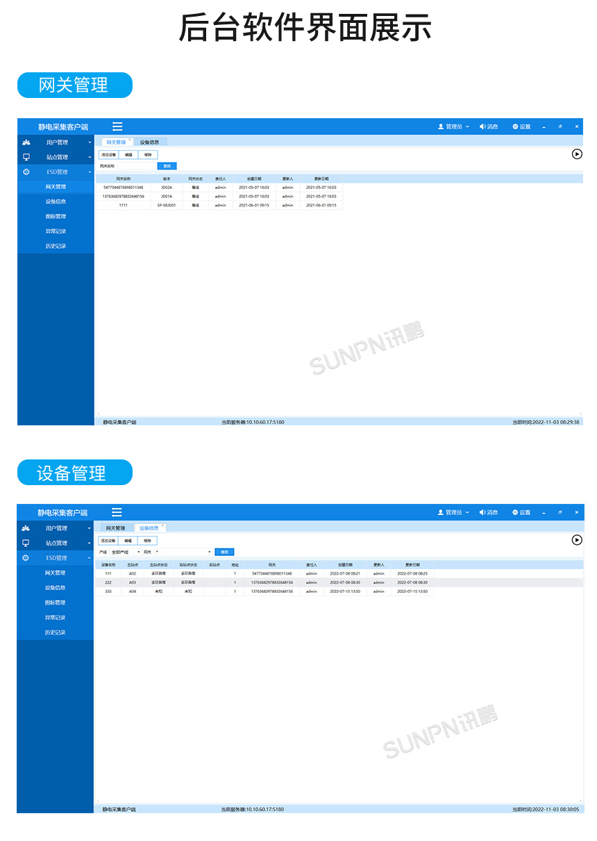 ESD在线监控系统-后台软件界面展示