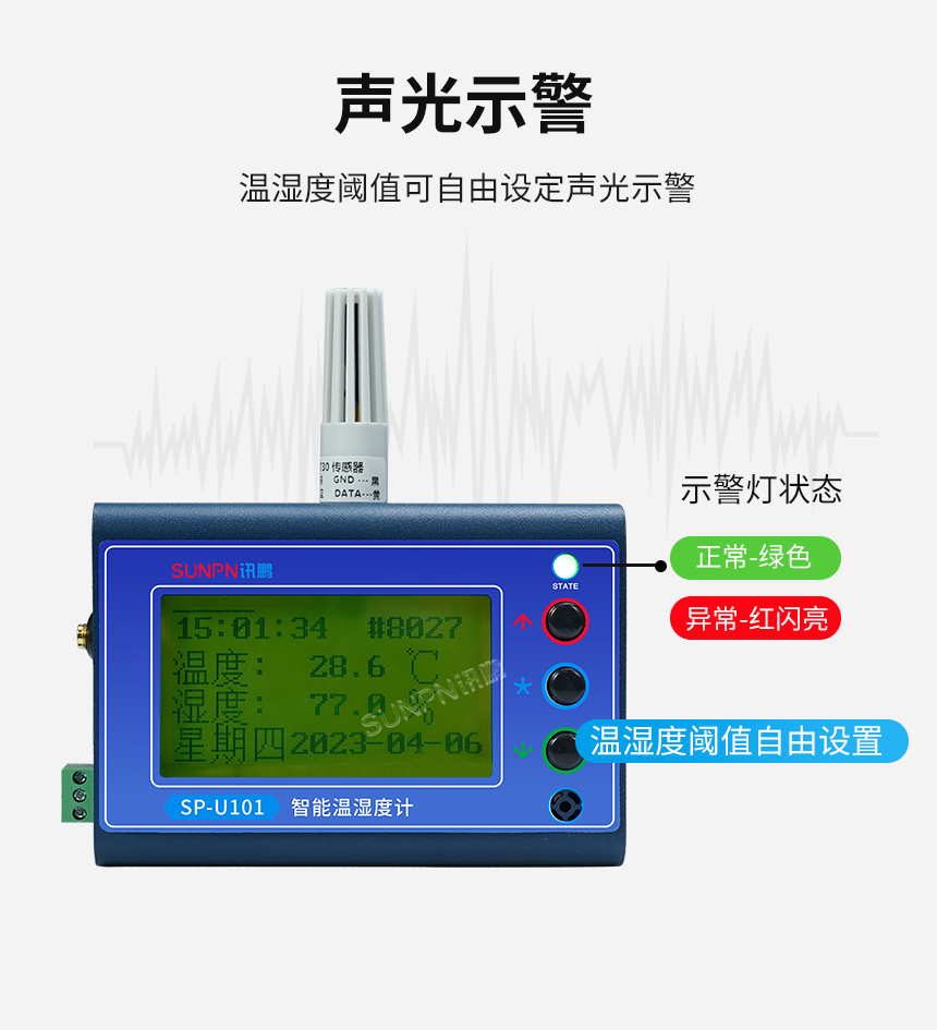 ESD智能温湿度计-声光示警