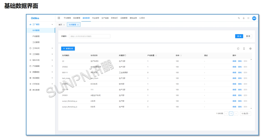 车间生产看板管理系统-基础数据界面